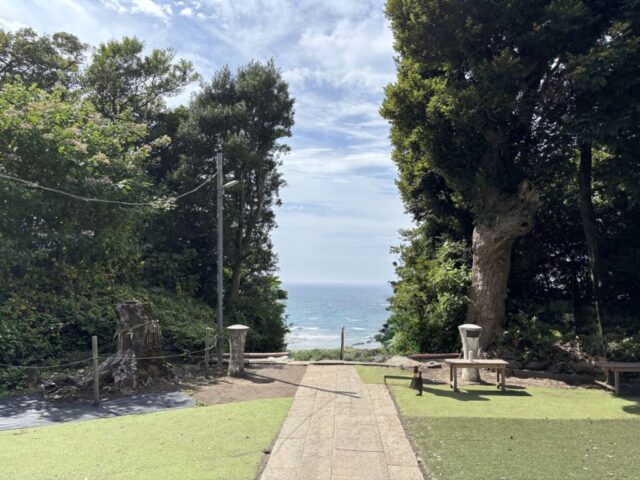 拝殿→「厄祓坂」(洲崎神社)
